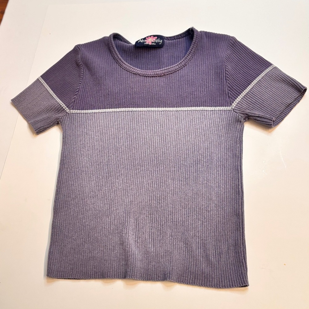 Absolutely creative cotton ribbed‎ short sleeve ombre t shirt 90's Y2k Vintage
